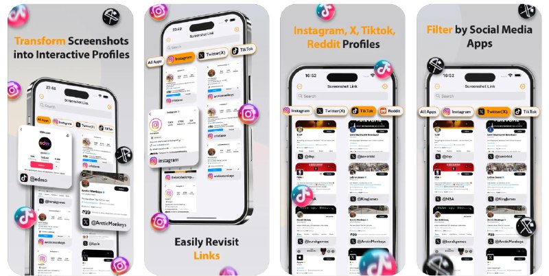 🧭 #应用限免 📂 软件名称：Screenshot Link Bio & Manager 🍏 支持平台：#iOS 14.0+ 📊 软件价格：内购限免 🪟 软件简介：一款专为社交媒体截图管理而设计的应用