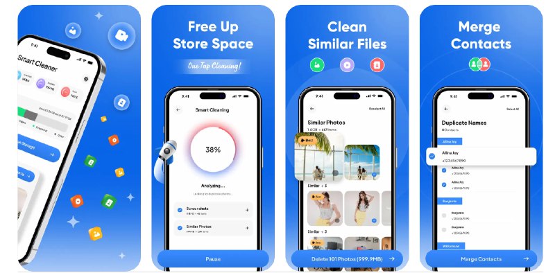 🧭 #应用限免 📂 软件名称：virus cleaner app 🍏 支持平台：#iOS 15.0+ 📊 软件价格：内购限免（给予相册权限后弹出） 🪟 软件简介：一款重复文件清理应用，可以帮助您识别并删除手机上的重复照片、联系人和视频，以释放存储空间