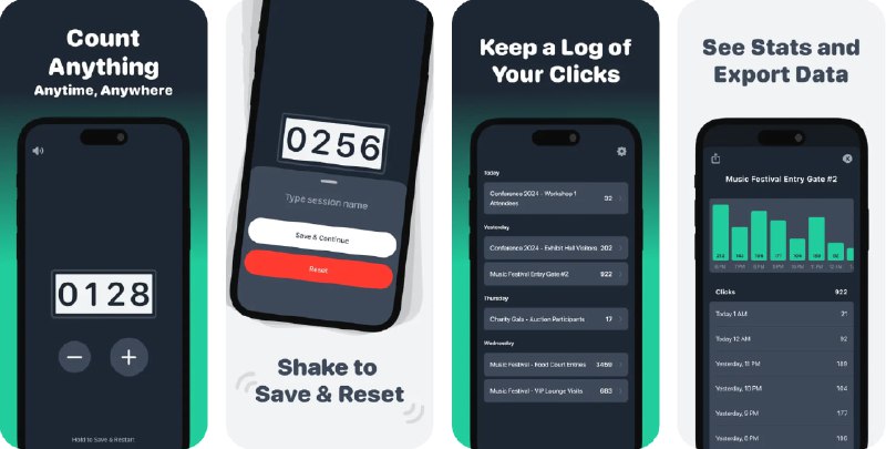 🧭 #应用限免 📂 软件名称：Clicker Counter by Clicker 🍏 支持平台：#iOS 15.0+ 📊 软件价格：内购限免 🪟 软件简介：一款计数器应用