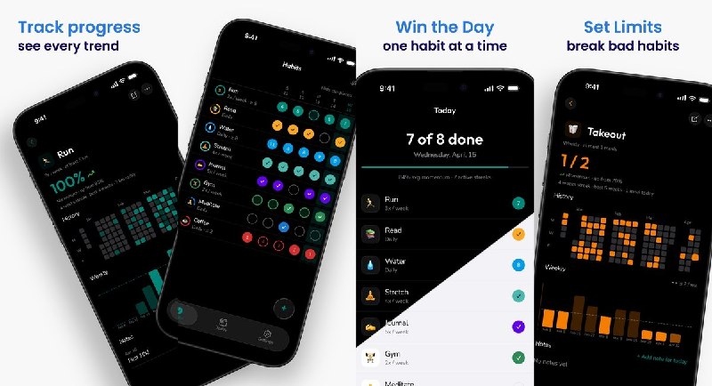 🧭 #应用限免 📂 软件名称：Cadence - Habit Tracker 🍏 支持平台：#iOS 15.1+ 📊 软件价格：内购限免 🪟 软件简介： 一款极简安静的习惯追踪应用，支持目标设定与「至少 / 最多」限制、自定义计划（每天 / 特定日 / 自定义频率）、色彩热力图、连续打卡统计与动量环、锁屏快捷记录、智能提醒
