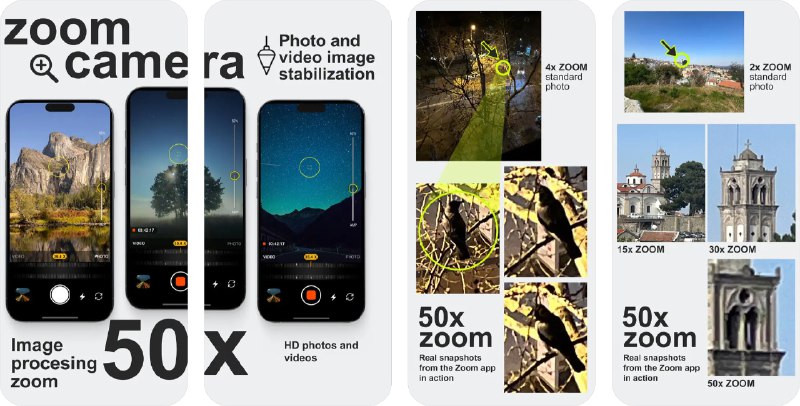 🧭 #应用限免 📂 软件名称：Binoculars 50x zoom 🍏 支持平台：#iOS 15.0+ 📊 软件价格：￥38.00 -> ¥0.00 🪟 软件简介：一款让您的 iPhone 秒变高倍望远镜和高清视频相机的应用