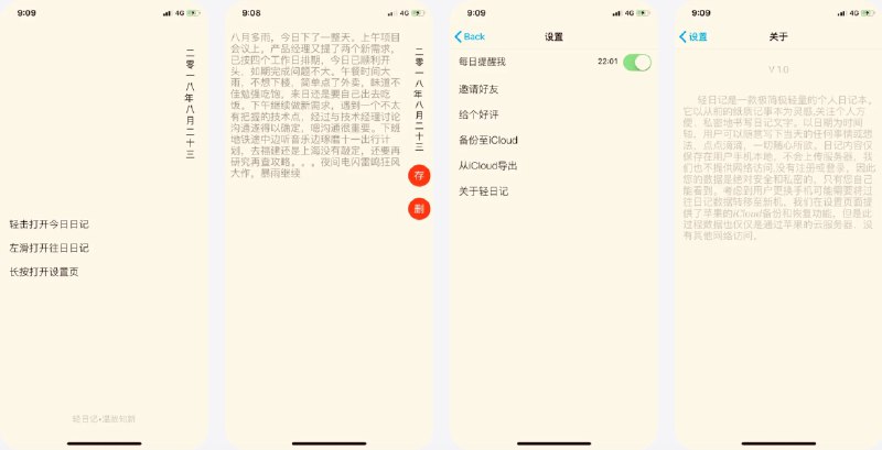 🧭 #应用限免 📂 软件名称：轻日记-随记.便签.树洞.待办.日历.备忘 🍏 支持平台：#iOS 10.0+ 📊 软件价格：￥8.00 -> ¥0.00 🪟 软件简介：一款极简个人日记应用，关注个人方便、轻松、私密地记录文字