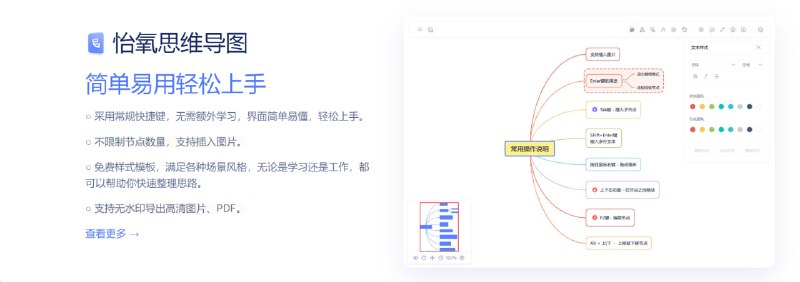 🧭 #优质应用 📂 软件名称：怡氧 🍏 支持平台：#macOS #Windows 📊 软件价格：免费 🪟 软件简介：一款将思维导图、大纲笔记、流程图、Markdown、Office、PDF标注集于一身的办公工具套件，软件免费无广，可离线使用，对打工人非常友好 🕸 软件下载：点击下载