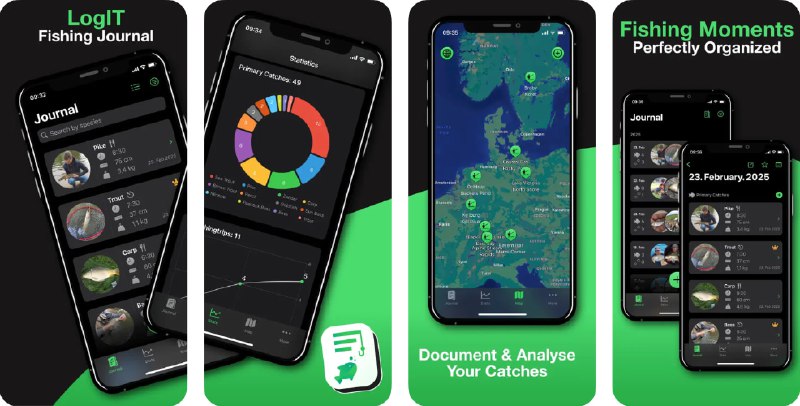 🧭 #应用限免 📂 软件名称：Fishing Journal - LogIT 🍏 支持平台：#iOS 17.0+ 📊 软件价格：内购限免 🪟 软件简介：一款为钓鱼爱好者量身打造的智能钓鱼日志应用
