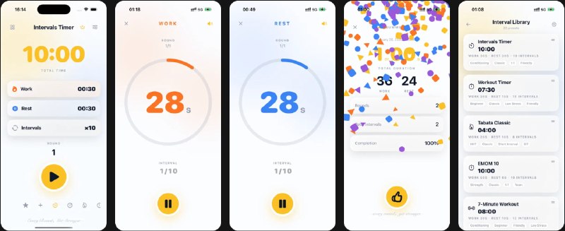 🧭 #应用限免 📂 软件名称：HIIT 跑步 🍏 支持平台：#iOS 17.0+ 📊 软件价格：内购限免 🪟 软件简介：一款间歇计时器，提供20+内置模板和专业语音指导，使用精准垂直标尺快速设置间歇，支持专业语音指导、触觉反馈、后台时间校正等功能，适用于HIIT、CrossFit、循环训练、跑步间歇、拳击回合、游泳组、瑜伽流、拉伸例程等需要精确计时的活动