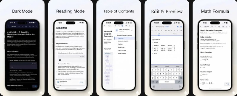 🧭 #应用限免 📂 软件名称：mobileMD 🍏 支持平台：#iOS 13.0+ 📊 软件价格：内购限免 🪟 软件简介：一款 Markdown 工具，适合技术文档、笔记和长文阅读