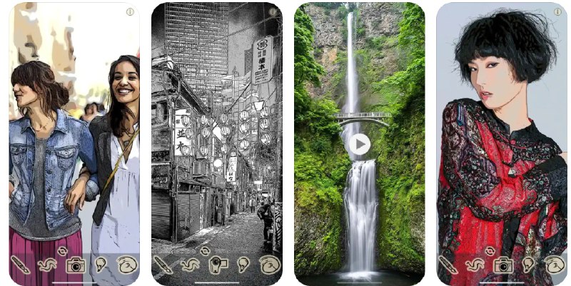 🧭 #应用限免 📂 软件名称：ToonCamera 🍏 支持平台：#iOS 11.0+ 📊 软件价格：¥38.00 -> ¥0.00 🪟 软件简介：一个独特的摄影应用，能够将你的照片、视频实时转换为美术风格的卡通、素描、水彩画等多种艺术效果