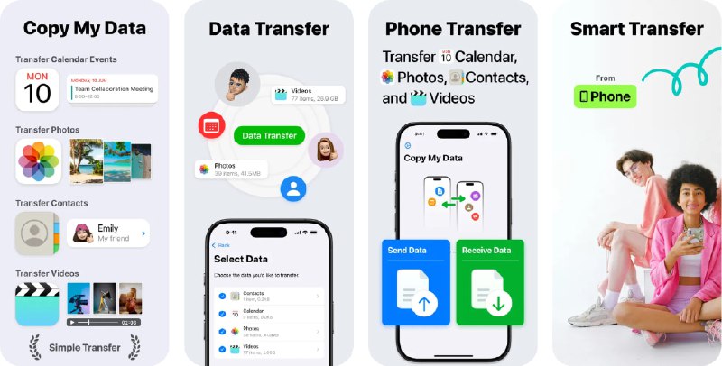 🧭 #应用限免 📂 软件名称：Copy My Data 🍏 支持平台：#iOS 17.6+ 📊 软件价格：内购限免 🪟 软件简介：一款手机数据迁移工具