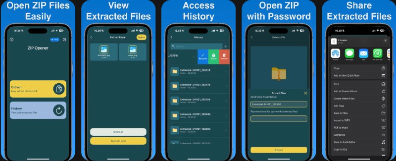 🧭 #应用限免 📂 软件名称：File Unzipper 🍏 支持平台：#iOS 16.0+ 📊 软件价格：内购限免 🪟 软件简介：一款轻量级的解压缩工具，支持快速打开、提取和管理 ZIP 文件
