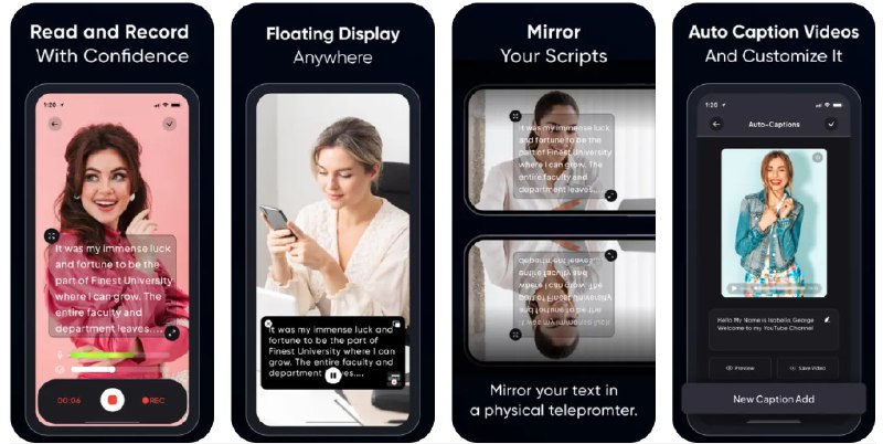 🧭 #应用限免 📂 软件名称：提词器 - 视频脚本 🍏 支持平台：#iOS 13.0+ 📊 软件价格：内购限免 🪟 软件简介：一款视频提词器应用，让您在手机录制视频时显示文本脚本，支持文本对齐、样式调整和字体大小变化以适应您的习惯，帮助提升自信和专业形象
