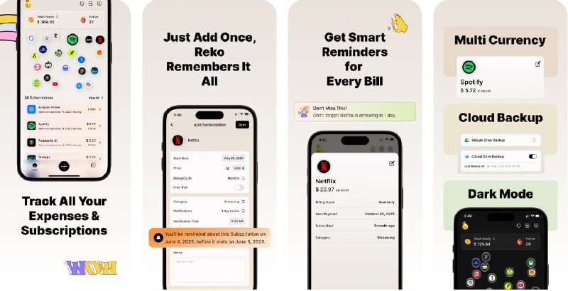 🧭 #应用限免 📂 软件名称：Subscription Manager - Reko 🍏 支持平台：#iOS 14.0+ 📊 软件价格：内购限免 🪟 软件简介：一款简洁易用的订阅与周期性账单管理工具