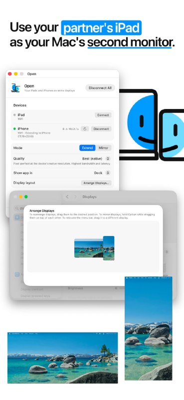 🧭 #优质应用 📂 软件名称：OpenDisplay 🍏 支持平台：#iOS 17.0+ 📊 软件价格：免费 🪟 软件简介：一款开源的 Mac 扩展显示器工具，将闲置的 iPhone 或 iPad 变成 Mac 的第二块屏幕