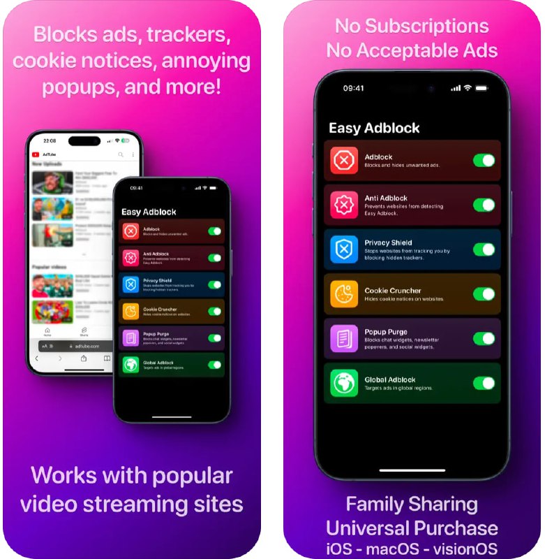 🧭 #应用限免 📂 软件名称：Easy Adblock for Safari 🍏 支持平台：#iOS 16.6+ #macOS 14.0+ 📊 软件价格：¥15.00 -> ¥0.00 🪟 软件简介：一款旨提供无干扰和私密浏览体验的 Safari 插件