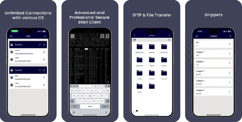 🧭 #应用限免 📂 软件名称：SSHTerm - Secure Terminal 🍏 支持平台：#iOS 13.0+ 📊 软件价格：内购限免 🪟 软件简介：一款 SSH 应用，让您可以从世界任何地方连接并管理服务器、设备和云基础设施