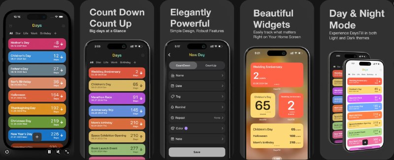 🧭 #应用限免 📂 软件名称：DaysTill -日至 🍏 支持平台：#iOS 17.0+ 📊 软件价格：内购限免 🪟 软件简介：一款纪念日与提醒工具，支持未来事件倒计时与过去日子正计时，并内置强大的标签系统方便分类管理