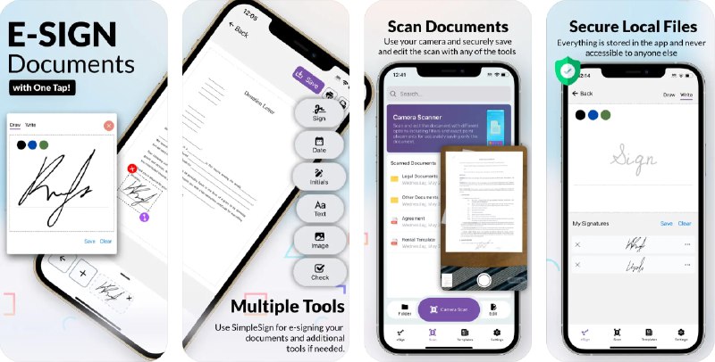 🧭 #应用限免 📂 软件名称：Electronic Signature Creator 🍏 支持平台：#iOS 13.4+ 📊 软件价格：内购限免 🪟 软件简介：一款便捷的电子签名工具，让您可以快速在文档上添加签名、填写表格和管理扫描的文件，还配备多种增强文档编辑的工具，如文本自定义、图片导入、添加复选框和插入签名