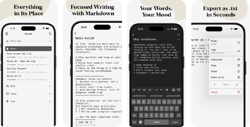 🧭 #应用限免 📂 软件名称：Just.txt - 简单文本编辑器 🍏 支持平台：#iOS 18.0+ #macOS 15.0+ 📊 软件价格：内购限免 🪟 软件简介：一款无干扰纯文本编辑器，它提供轻量级 Markdown 支持，使您能够轻松创建列表、要点和待办事项，保持写作结构简单