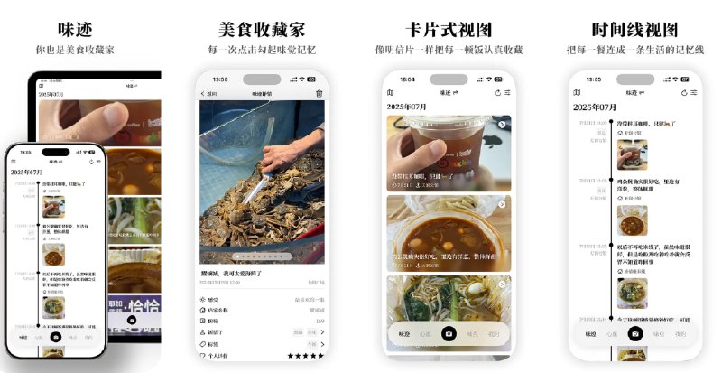 🧭 #应用限免 📂 软件名称：味迹 - 你也是美食收藏家 🍏 支持平台：#iOS 16.0+ 📊 软件价格：内购限免 🪟 软件简介：一款专为美食爱好者设计的美食记录与打卡应用