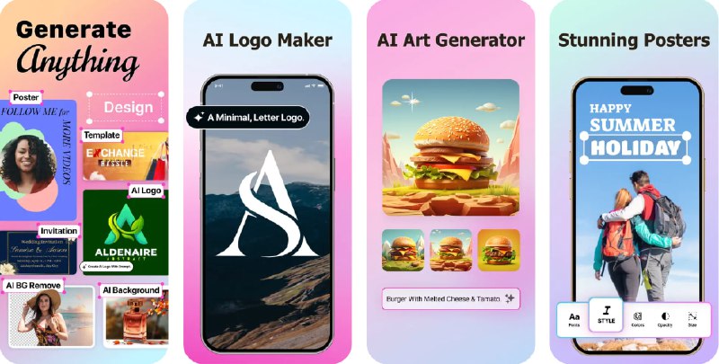 🧭 #应用限免 📂 软件名称：Poster设计 - 字体,商标,海报logo设计师编辑工具 🍏 支持平台：#iOS 13.0+  📊 软件价格：内购限免 🪟 软件简介：一款AI驱动的专业设计工具，可快速创建传单、logo和海报