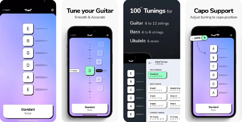 🧭 #应用限免 📂 软件名称：TUNY: Tuner for Guitar & more 🍏 支持平台：#iOS 14.0+ #macOS 11.0+ 📊 软件价格：内购限免 🪟 软件简介：一款适用于吉他、贝斯、尤克里里、小提琴等乐器的调音器应用