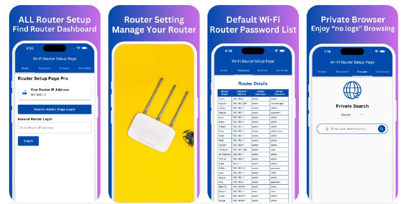 🧭 #应用限免 📂 软件名称：Router Setup Page Pro 🍏 支持平台：#iOS 11.0+ 📊 软件价格：¥68.00 -> ¥0.00 🪟 软件简介：一款路由器设置应用，能够自动检测路由器的 IP 地址，并且提供各大品牌默认路由器的密码列表，方便您可以及时解决路由器设置相关的网络问题