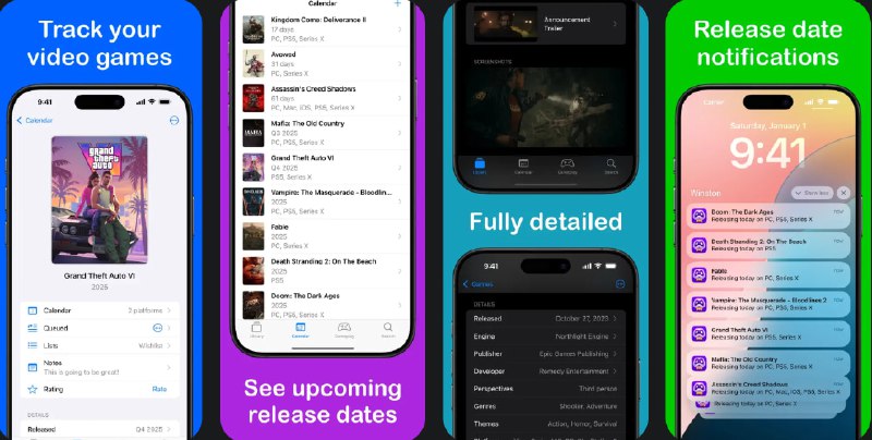 🧭 #应用限免 📂 软件名称：Winston: Video Game Tracker 🍏 支持平台：#iOS 16.0+ 📊 软件价格：内购限免 🪟 软件简介：一款为游戏玩家设计的电子游戏跟踪工具，帮助您组织、跟踪和发现新游戏，无需登录即可使用，提供由IGDB提供的详细游戏信息、发售日期提醒和游戏进度跟踪，您可以创建自定义列表、添加个人笔记并对游戏进行评分