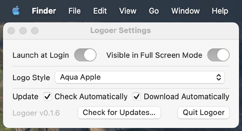 🧭 #优质应用 📂 软件名称：Logoer 🍏 支持平台：#macOS 📊 软件价格：免费 🪟 软件简介：一款用于更改菜单栏中苹果Logo的样式的小工具