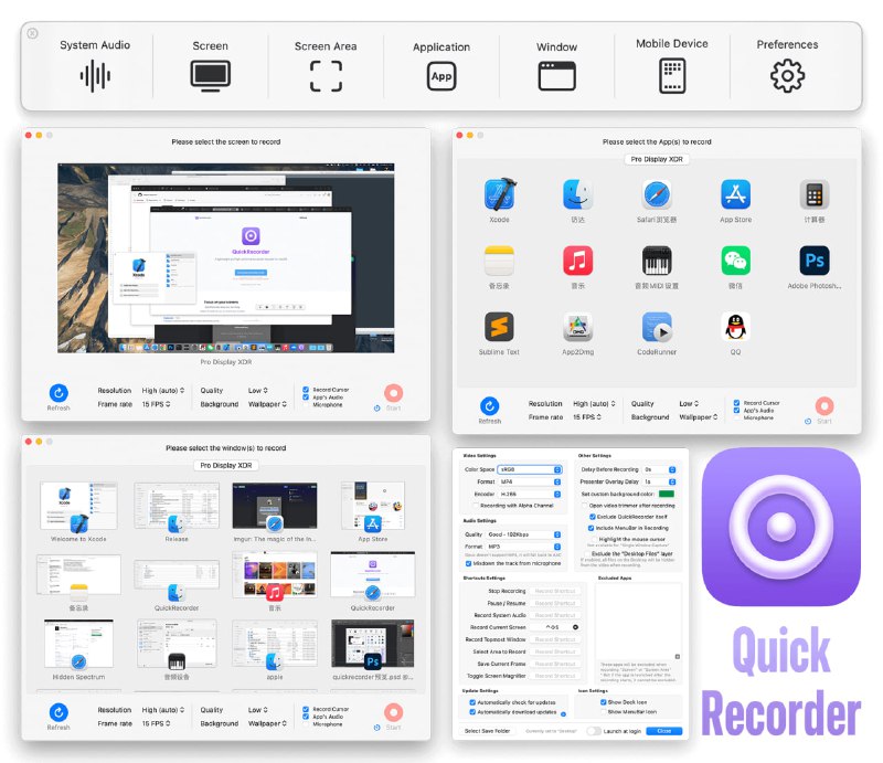 🧭 #优质应用 📂 软件名称：QuickRecorder 🍏 支持平台：#macOS 14+ 📊 软件价格：免费 🪟 软件简介：一款专为macOS用户设计的开源高性能屏幕录制软件，体积小巧（仅约5MB），无任何累赘功能