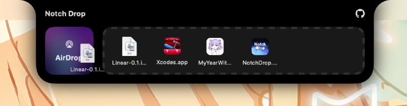 🧭 #优质应用 📂 软件名称：NotchDrop 🍏 支持平台：#macOS  📊 软件价格：免费 🪟 软件简介：一款开源将MacBook的凹口（notch）转变为一个便捷的文件暂存区的工具，类似于动态岛（Dynamic Island）的功能