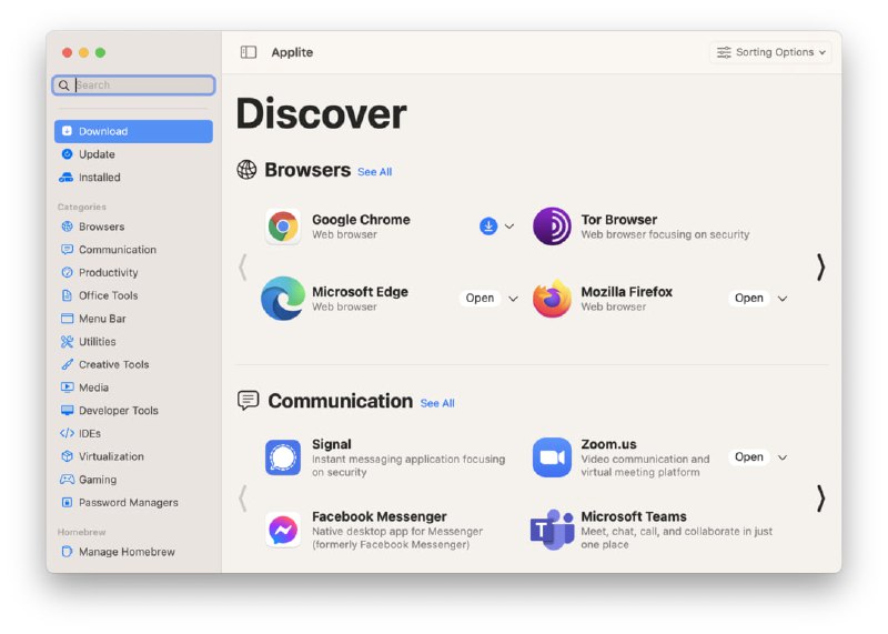 🧭 #优质应用 📂 软件名称：Applite 🍏 支持平台：#macOS 📊 软件价格：免费 🪟 软件简介：一个免费且开源的应用管理工具，利用 Homebrew 包管理器，帮助用户在 macOS 上轻松下载、更新和卸载应用程序