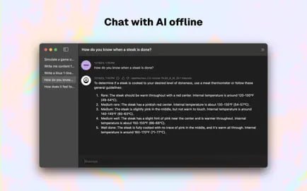 🧭 #优质应用  📂 软件名称：FreeChat 🍏 支持平台：#macOS 📊 软件价格：免费 🪟 软件简介：一款适用于 Mac 的离线 AI 聊天软件，所有对话完全私密并保存在本地，无需订阅或联网，提供了完全的自由和隐私保护