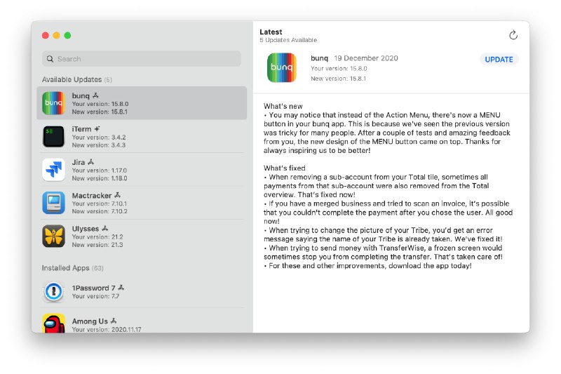 🧭 #优质应用 📂 软件名称：Latest 🍏 支持平台：#macOS  🗝 软件功能：检查更新APP 📊 软件价格：免费 🪟 软件简介：一款用于检查所有的应用程序是否都是最新版本的工具