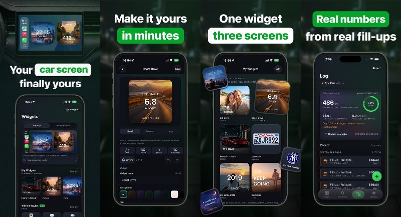 🧭 #应用分享📂 软件名称：Mycar- Car Widgets & Dashboard🍏 支持平台：#iOS 17.0+📊 软件价格：免费🪟 软件简介：用照片、时钟和倒数日自定义桌面与锁屏小组件，并记录加油、充电、里程及养车支出；CarPlay 小组件需 iOS 26 或更高版本及受支持设备