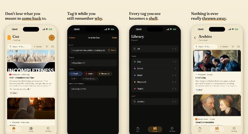 🧭 #应用限免📂 软件名称：Cue — Read Later🍏 支持平台：#iOS 15.1+📊 软件价格：免费🪟 软件简介：稍后阅读与链接收藏工具，可直接在系统分享面板保存链接、添加标签和备注，并按文章、视频、论文等类型筛选