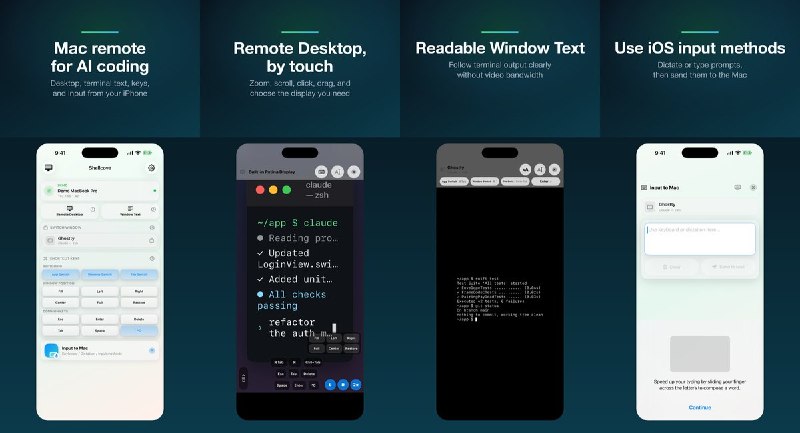 🧭 #应用限免📂 软件名称：Shellcove · Remote Coding🍏 支持平台：#iOS 16.0+📊 软件价格：免费🪟 软件简介：用于从 iPhone 或 iPad 远程控制 Mac，支持远程桌面、终端文本实时查看、键鼠操作和剪贴板同步，可通过局域网、Tailscale 或 VPN 连接