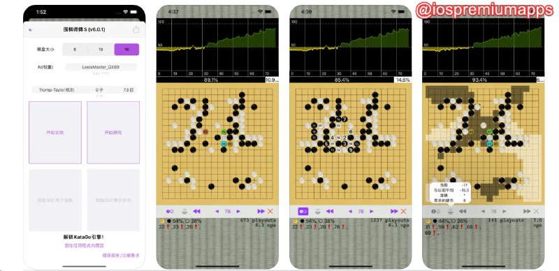 📌 #应用限免☺️ 软件名称：围棋师傅S☺️ 支持平台：#iOS💸 软件价格：内购KataGo限免⚙️ 软件功能：围棋AI📝 软件简介：一款强大的人工智能围棋游戏应用，采用了强大的开源AI神经网络