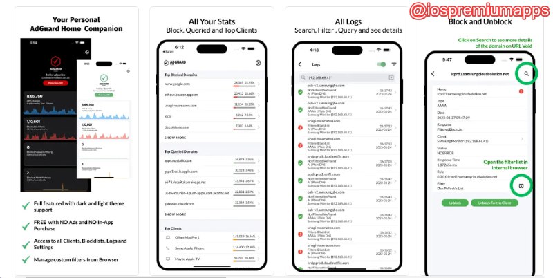 📌 #优质应用☺️ 软件名称：AdGuard Home☺️ 支持平台：#iOS💸 软件价格：免费⚙️ 软件功能：AdGuardHome仪表盘📝 软件简介：AdGuard Home是一款网络DNS广告拦截与隐私保护工具，旨在保护您的设备免受恶意软件、广告跟踪和其他不必要的内容干扰