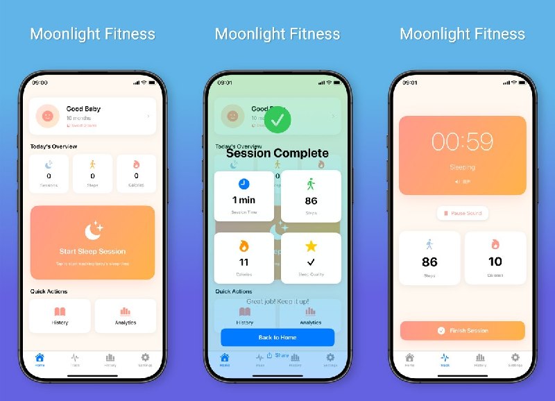 🧭 #应用限免📂 软件名称：月光育儿🍏 支持平台：#iOS 18.1+📊 软件价格：免费🪟 软件简介：面向新手父母的哄睡记录工具，可追踪哄睡时长、步数和热量，区分不同抱姿阶段；内置 8 种白噪音、睡眠趋势统计及 Apple 健康同步，适合记录宝宝睡眠规律和照护活动