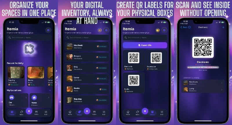 🧭 #应用限免📂 软件名称：Itemia: Home Inventory Boxes🍏 支持平台：iOS 18.6+📊 软件价格：内购限免🪟 软件简介：一款基于 QR 码的家庭物品清单管理应用，通过位置→房间→盒子→物品的层级结构收纳