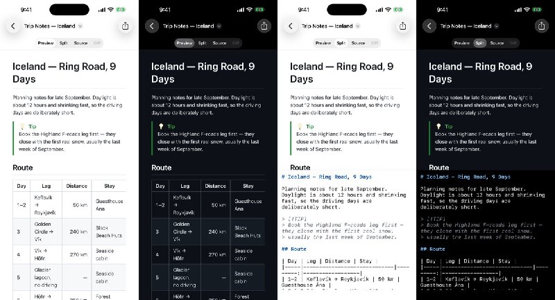 🧭 #应用限免📂 软件名称：PreviewMD🍏 支持平台：#iOS 17.0+📊 软件价格：免费🪟 软件简介：Markdown 编辑与预览工具，可直接打开 Files 或 iCloud Drive 中的文档，支持分屏实时预览、差异对比、GitHub 风格 Markdown、代码高亮、数学公式与 Mermaid 图表，并可导出 HTML 或 PDF