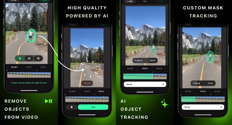 🧭 #应用限免📂 软件名称：AI Video Eraser🍏 支持平台：iOS 18.0+📊 软件价格：免费🪟 软件简介：视频物体擦除工具，圈选人物、杂物或文字后，可自动追踪并移除目标、填补背景，也支持矩形和椭圆蒙版追踪