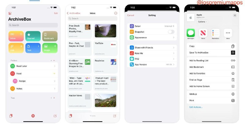 📌 #应用限免 ☺️ 软件名称：ArchiveList☺️ 支持平台：#iOS💸 软件价格：¥12.00 -> ¥0.00⚙️ 软件功能：收藏夹、稍后读工具📝 软件简介：一款强大的书签管理和内容收藏工具，您可以使用该应用从网页和应用中收集书签、文章、照片、视频和页面，并进行整理