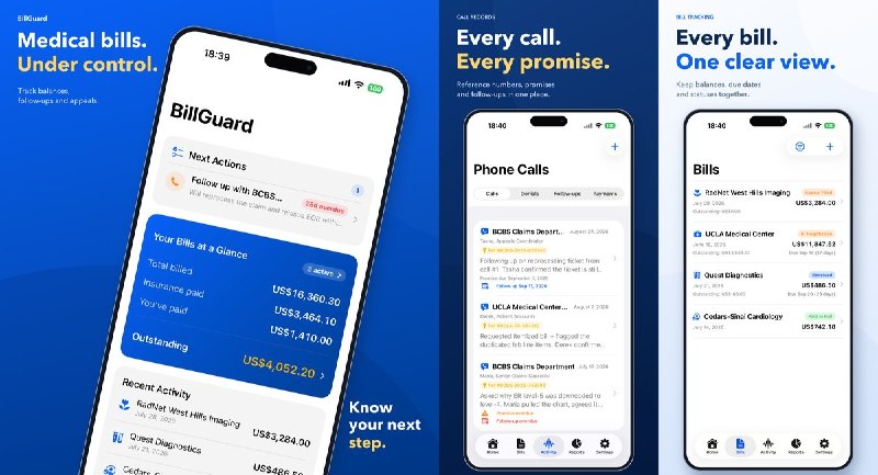 🧭 #应用限免📂 软件名称：BillGuard Medical Bill Tracker🍏 支持平台：#iOS 17.0+📊 软件价格：内购限免🪟 软件简介：医疗账单追踪管家，记录账单金额、保险赔付、欠款与申诉截止日期，保存备注、编号和账单照片，全程本地私密，无需注册登录