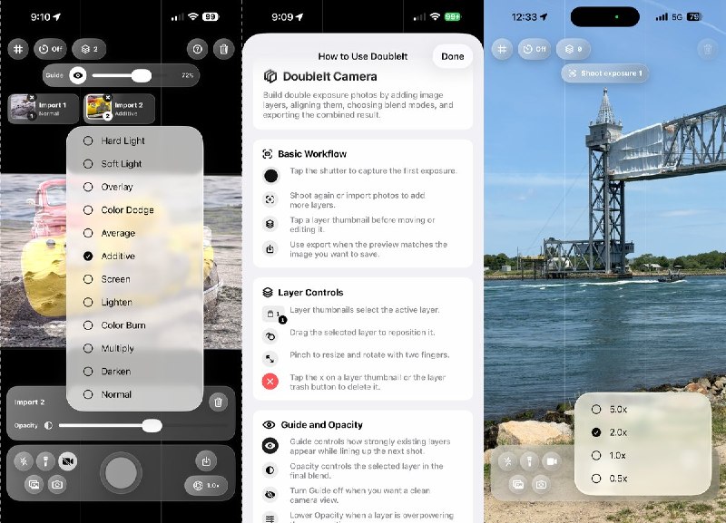 🧭 #应用限免📂 软件名称：DoubleIt Camera🍏 支持平台：#iOS 16.0+📊 软件价格：￥8.00 -> ¥0.00🪟 软件简介：一款多重曝光相机应用