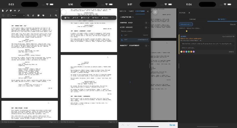 🧭 #应用限免📂 软件名称：Open Draft Screenwriting🍏 支持平台：#iOS 15.0+📊 软件价格：免费🪟 软件简介：免费开源的专业剧本写作工具，支持行业标准格式、实时协作、情节卡片、版本历史，并可导出 PDF、Final Draft 和 Fountain 文件；也可离线使用