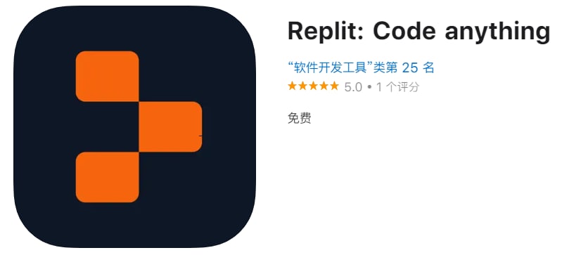 #优质应用【软件名称】Replit: Code anything【软件支持】iPhone、iPad【软件大小】25.1M【软件价格】免费【有无内购】无【软件功能】编程工具【功能简介】一款移动端的编程工具，支持数百种编程语言，保护python、javascript、HTML和CSS、C++、C、java、react等等