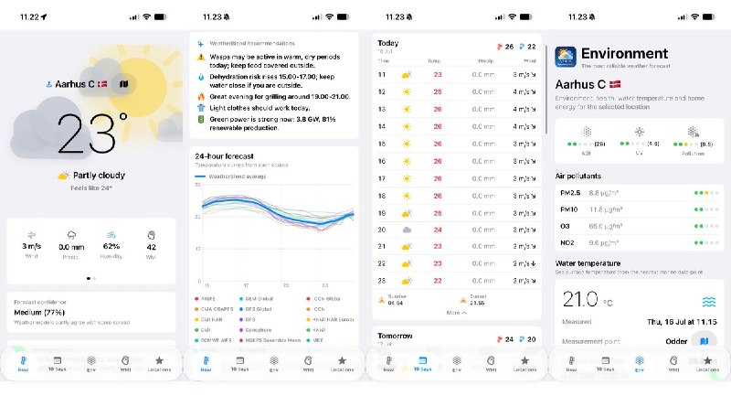 🧭 #应用限免📂 软件名称：WeatherBlend🍏 支持平台：#iOS 18.0+📊 软件价格：免费🪟 软件简介：整合 50 多种天气模型生成综合预报，并通过模型一致性展示预报置信度；还提供逐小时与 10 日天气、空气质量、紫外线、花粉和户外活动建议，适合需要比对多源预报后安排出行的人