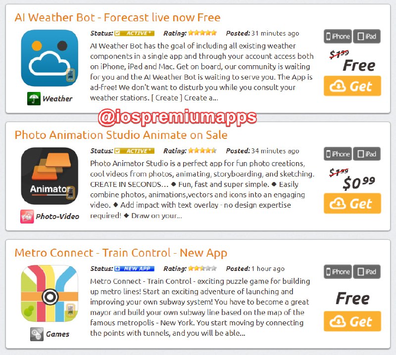 🆔  网站名称：iOSnoops⭐️  网站功能：iOS限免📁  网站简介：一款iOS优质应用与限免信息发布网站