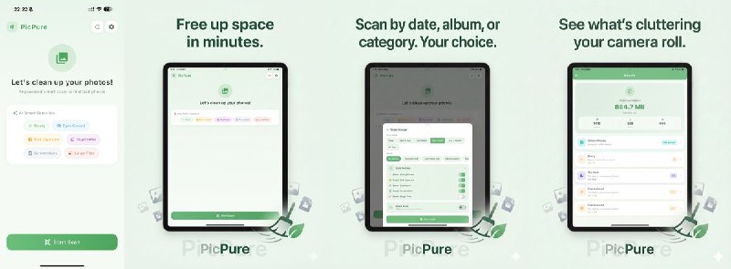 🧭 #应用限免📂 软件名称：PicPure - 照片清理大师🍏 支持平台：#iOS 17.0+📊 软件价格：免费🪟 软件简介：一款智能相册清理工具，自动查找模糊/过曝/重复相似照片，识别截图与大文件，相似照片分组对比保留最佳，删除前预览确认，扫描分析全在本地不上传
