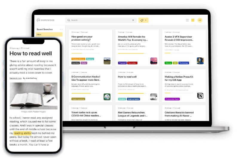 🆔  软件名称：Omnivore⭐️  软件功能：稍后阅读➡️  支持平台：#macOS #iOS #浏览器📁  软件简介：一款免费的、开源的、专为认真阅读者设计的稍后阅读应用
